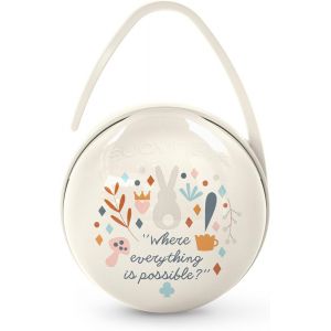 Bo&icirc;te &Agrave; T&eacute;tine Duo Avec Capacit&eacute; Pour 2 Sucettes. Pochette Pour Sucettes,Bo&icirc;te &Agrave; Sucette Avec Anse Flexible,&Eacute;tui Sucette,Pour B&eacute;b&eacute;s +0 Mois,Wonderland Beige - Neuf