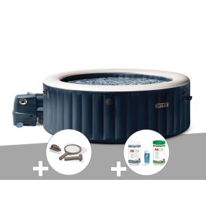 Kit spa gonflable Intex PureSpa Blue Navy rond Bulles 4 places + Kit d'entretien + Kit de traitement brome - Neuf