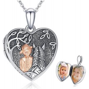 Collier M&eacute;daillon Et Urne En Argent Sterling 925 Avec Pendentif En Forme De Cheval/Arbre De Vie/C?ur En Forme De Larme/Tournesol/Pattes De Chien, 25 *25mm/0.98 *0.98 Zoll, Argent Sterling - Neuf