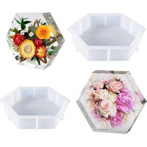 2 PCS Grand Moule Resine Epoxy Hexagone R&eacute;sine Moule en Silicone, Moules Hexagonaux en R&eacute;sine pour La Pr&eacute;servation Des Fleurs, D&eacute;corations pour La Maison, Organiser Le Livre - Neuf
