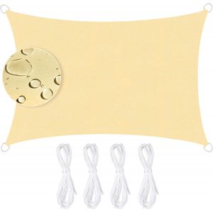 Ulteronixshop-Voile D'ombrage Rectangulaire Imperm&eacute;able Protection Uv 95% En Polyester R&eacute;sistant Et Respirant Pour Jardin Terrasse Ext&eacute;rieur Avec Corde 3x4m (Beige Sable) - Neuf