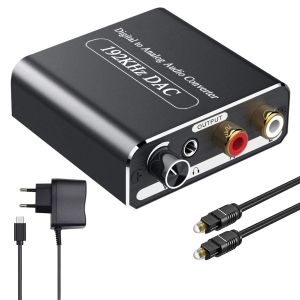 192kHz DAC Audio,Convertisseur Audio Aluminium Numérique vers Analogique avec Contrôle Volume,Digital SPDIF Optique Toslink Coaxial vers Stéréo L/R Jack 3,5 mm pour box TV DVD PS3 PS4 - Neuf