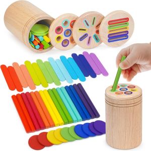 MDY-Jeux Montessori 1 2 3 Ans, 3 en 1 Jouet Enfant 1 2 3 Ans, Jouet Bebe 1 2 3 4 Ans, Apprendre Les Couleurs Jeu Educatif 1 2 3 4 Ans avec Sac de Rangement - Neuf
