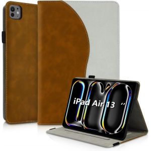 Kal-Coque Pour Ipad Air 13 Pouces M3/M2 (2025/2024) Housse De Protection Étui En Cuir Pu À Rabat Avec Support Fonction Ipad Air 13 Pouces M3/M2 (2025/2024) Marron - Neuf