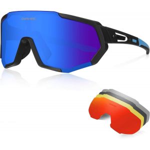 Lunettes De Cyclisme Polarisées Avec 5 Verres Interchangeables Lunettes De Cyclisme Coupe-Vent Et Antibuée Lunettes De Soleil De Sport Anti-Uv Pour Hommes Et Femmes Pour La Course À Pied[Z1401] - Neuf
