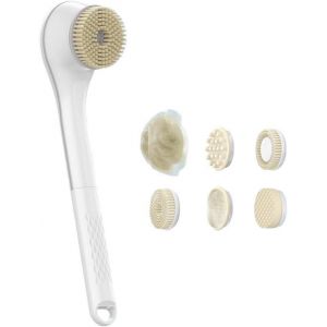 Sjzg-Brosse De Bain De Massage &Eacute;lectrique, Avec Poign&eacute;e &Eacute;tendue, 3 Niveaux De Contr&ocirc;le De La Vitesse, Outil De R&eacute;curage Corporel Pour Le Nettoyage De La Douche (Brosse &iquest; Blanc) - Neuf