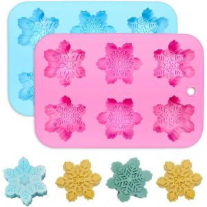 Jexnovashop-Lot De 2 Flocons De Neige Moule &Agrave; Gteau En Silicone, Moules &Agrave; G&acirc;teau De Bricolage &Agrave; 6 Cavit&eacute;s, Flocon De Neige 3d En Forme, Moules &Agrave; Forme Sp&eacute;cifique De No&euml;l Pour G&acirc;teau Pudding Tarte Au - Neuf