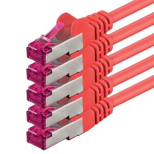 KAL-2M - Rouge - 5 Pièces - Câble Réseau Cat6A (10Gb/S) S-Ftp Cat 6A Lankacable - Certifié Ghmt Pimf 500 Mhz Cat5 Cat5E Cat6 Cat6A Cat7 Pour Switch, Routeur, Modem, Internet - Neuf