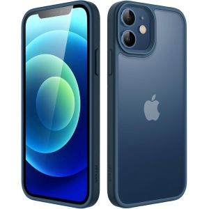 AYU-Coque Mat pour iPhone 12 Mini 5,4 Pouces, Protection Antichoc Qualité Militaire, Étui Housse Arrière Translucide Givrée, Anti-Empreintes Digitales (Bleu) - Neuf