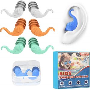 KALANKA-Bouchon d'oreille de natation piscine enfant (4-12 Ans), 4 Paires bouchon oreil piscine Silicone Réutilisables et Imperméables Pour la douche, la natation, le surf - Neuf