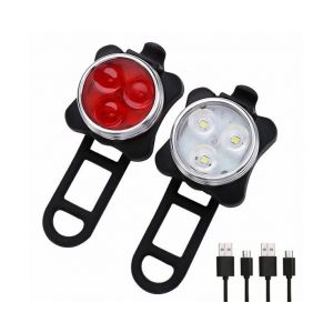 Ensemble De Feux De Vélo Led Rechargeables Par Usb ¿ Éclairage Avant Et Arrière Pour Plus De Sécurité, De Visibilité Et Une Installation Facile ¿ 4 Modes, Étanche, Durable - Neuf