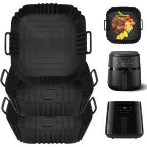 Lot de 3 moules en silicone pour Airfryer Philips Essential Airfryer - 4,1 l 6,2 l / Philips Airfryer 2000 s&eacute;rie 4,2 l / 6,2 l / COSORI Airfryer 3,8-4,7 l - Accessoires Airfryer - Moule en - Neuf