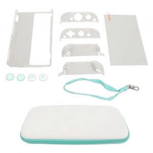 Console De Jeu Kit De Protection &Eacute;tui De Transport &Eacute;tui Transparent &Eacute;cran Film Tremp&eacute; Silicone Joystick Couvercles Pour Interrupteur Oled Vert - Neuf