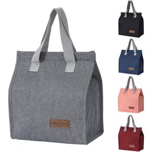 Sac à déjeuner isotherme, portable, réutilisable et étanche, pour femmes, hommes, école et bureau (gris) - Neuf