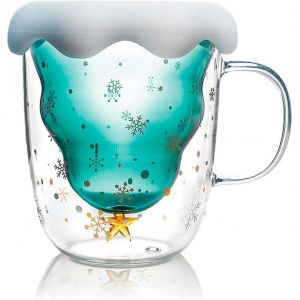 Ventes Promotionnelles Tasse À Café De Noël Tasses En Verre Pour Boissons Chaudes Avec Poignées Verres Isolés À Double Paroi Arbre De Noël Tasse À Expresso - Neuf