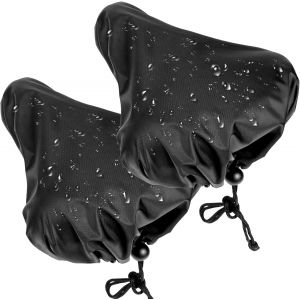 Vélo De Montagne Housse De Siège - 2pcs Siège De Vélo Housse De Pluie Imperméable Vélo Coussin De Siège Protecteur Avec Cordon De Serrage Pour Étanche À La Pluie Et À La Poussière Résistant (Noir) - Neuf