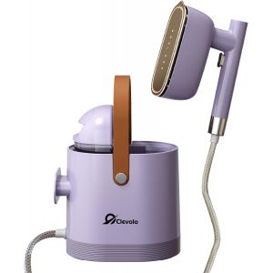 MEVRONISSHOP-Fer &agrave; Repasser Double Usage (Vertical/Plan) Vapeur Centrale 1500w Arr&ecirc;t Automatique 45g/min Coup de Vapeur et Repassage &agrave; Sec/D&eacute;froisseurs vapeur verticaux R&eacute;servoir de 1,5L Cr&egrave;me/Lilas - Neuf