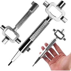 2-pack Clef Passe Partout Construction,Cle Passe Partout de Différentes Tailles,Clé D'architecte en Alliage de Zinc,Clé Passe Partout avec Jauge de Cylindre - Neuf