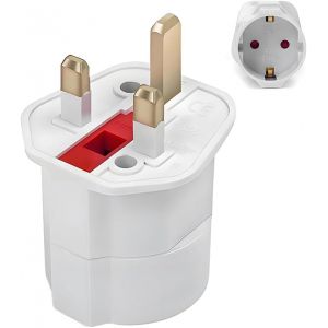 JGD-Adaptateur de voyage europ&eacute;en vers Royaume-Uni, adaptateur de voyage UE vers prise britannique 2 broches vers 3 broches pour convertisseur de France, Espagne, Allemagne vers Royaume-Uni (1 pi&egrave;ce) - Neuf