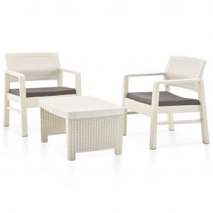 Prolenta Premium - Salon De Jardin 3 Pcs Plastique Blanc - Neuf