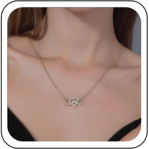 Cristal Coeur Pendentif Collier Argent Infini Amour Coeur Colliers Boho Diamant Cha&icirc;ne Collier Forever Love Collier Ras Du Cou Bijoux Pour Femmes Et Filles - Neuf