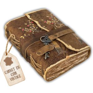 JEXNOVASHOP-Journal Intime Avec Motif Arbre De Vie, Feuilles De C?ur, Pages Rustiques, Anciennes Et Anciennes, Couverture En Cuir, Journal Intime Imprim&eacute;, Papier Vierge Vierge - Neuf