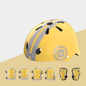 Kit De Protection Sportive En Eponge Pp Eps, Casque, Genouilleres, Coudes, Poignets Pour Skateboard, Scooter, Cyclisme, Jaune, Taille S, Pour Enfants De 2 A 5 Ans - Neuf