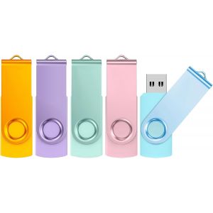Cle USB 16 Go Lot 5 Clé USB 2.0 Flash Drive 16go Stockage Disque Mémoire Stick avec Lumière LED pour Ordinateurs Windows,PC,TV,Car - Neuf