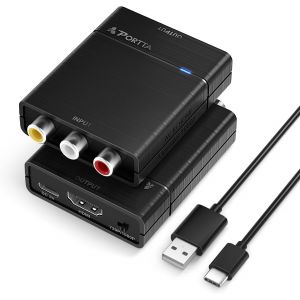 Adaptateur Rca Vers Hdmi Composite Cvbs Av Vers Hdmi 1080p Adaptateur Av Vers Hdmiout Upscaler,Prise En Charge Pal/Ntsc,Compatible Avec Vhs,Vcr,Ps3,N64,Wii,Stb,Xbox,Lecteurs Dvd - Neuf