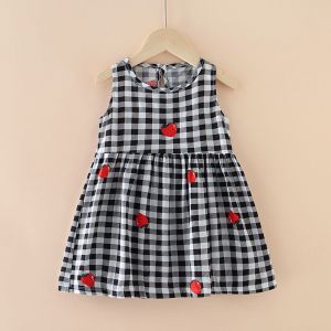 Robe Sans Manches A Col Ras Du Cou Pour Fille, Imprime Floral, Respirante, Tendance, Mignonne, Pour L'ete, Noire, 100 Cm - Neuf