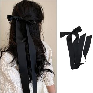 Lbgwp60-Barrette Noeud Noir Vintage Barrette Noeud Noir Barrette Noeud Noir Barrette Noeud Soyeux Barrette Noeud Soyeux Barrette Pour Cheveux Bijoux De Tête Pour Femmes - Neuf
