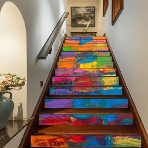 13PCS 3D Vinyle Auto-Adh&eacute;sif Contremarches de l'Escalier Autocollants en Vinyle Sta - Neuf