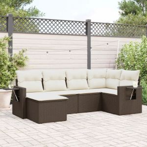 Prolenta Premium - Salon De Jardin Avec Coussins 6 Pcs Marron R&eacute;sine Tress&eacute;e - Neuf