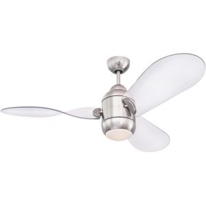 CHECARZHN--NO1-Lighting 7225840 Josef, Ventilateur De Plafond Avec Lampe Intégrée 40 W, Nickel Brossé, 122 Cm - Neuf