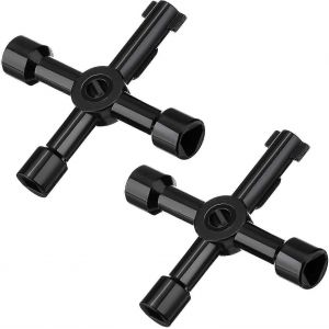 Paquet de 2 cl&eacute;s d'armoire &eacute;lectrique Cl&eacute;s de compteur de gaz Cl&eacute; utilitaire &agrave; 4 voies pour multi-applications (noir) - Neuf