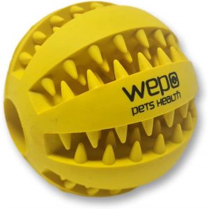 Balle Pour Chien-Soin Dentaire-Diamètre 7 Cm-Jaune-Jouet À Mâcher Avec Dents Pour Gencives Saines-En Caoutchouc Naturel - Neuf