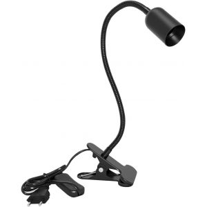 TIANYI-Douille E27 avec Pince, 120 cm Câble avec Interrupteur et Prise, Douille Clip Col Cygne 360° Ajustable pour Liseuse, Plante, Aquarium, Clip Base en Métal Antidérapant, Noir (Sans Ampoule) - Neuf