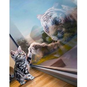 OAYEW-Square Drill Diamond Painting Chat Tigre 40x50 cm Diamond Painting Chat et Tigre Tableau Diamant Tigre Diamond Painting Tigre Carr&eacute; Diamant Painting Chat et Tigre Diamond Painting Chat Reflet - Neuf