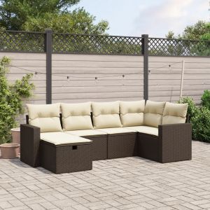 Prolenta Premium - Salon De Jardin Avec Coussins 6 Pcs Marron R&eacute;sine Tress&eacute;e - Neuf