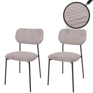 Lot de 2 chaises de salle &agrave; manger HWC-O26, chaise de cuisine chaise rembourr&eacute;e, Velours (330g/m&sup2;) tissu/textile m&eacute;talgris clair - Neuf