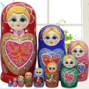 10 pièces (rouge) Jouets empilables faits main en forme de c?ur russe pour C - Neuf