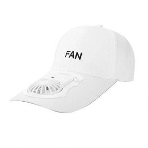 Mini ventilateur d'été rechargeable par USB, trois vitesses de vent, protection solaire, chapeau de protection solaire, ventilateur USB, outils, casquettes unisexes - Blanc - Neuf
