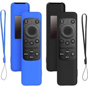 2 Housses En Silicone Antichoc Pour Télécommande Samsung Tm2360E/Bn59-01432A/Bn59-01432J - Protection Premium Avec Design Accentué (Noir + Bleu Royal) | Accessoires Pour Télévisions Samsung Smart Tv - Neuf