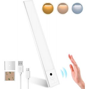 Lampe De Placard 30cm, Rechargeable Led Cuisine Detecteur Mouvement+Vague De Main, Éclairage Led Sous Meuble Lumière Sans Fil Avec 2200mah Batterie Longue Durée Pour Escalier Couloir Armoire - Neuf