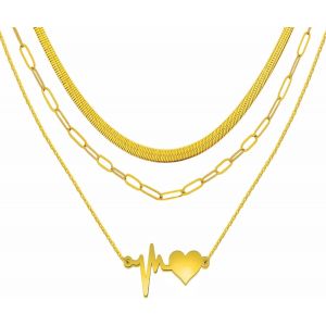 Kal-Stratifié Collier Choker | Serpent Chevron Trombone Plat Empilable Chaîne Étanche Collier | Cadeau De Bijoux Dainty Pour Femme Maman Fille Petite Amie - Neuf