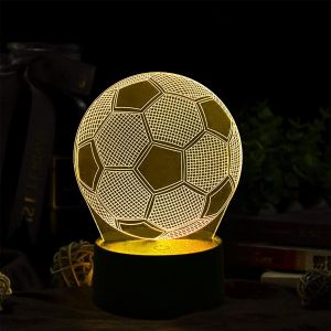 Veilleuse 3d Football, Lampe Football, Veilleuse 3d Illusion Led, 16 Couleurs Veilleuse St&eacute;r&eacute;oscopique Visuelle &Agrave; Gradation, Cadeaux Cr&eacute;atifs Pour Enfants Et Fans De Football - Neuf