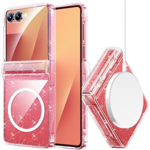 LORANKA-Brillant Case pour Samsung Galaxy Z Flip 7, [Protection d'&Eacute;cran][Cache-Charni&egrave;re], Antichoc Int&eacute;grale Anti-Jaunissement Slim Magn&eacute;tique Coque Samsung Flip 7 Paillet&eacute;e, Glitter Transparent - Neuf