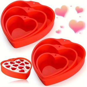 Kalanka-Lot De 3 Moules &Agrave; G&acirc;teau Silicone En Forme De Coeur - Saint Valentin Et Enfants-Kalanka - Neuf