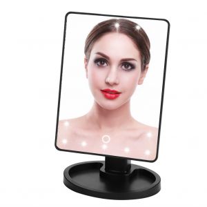 Miroir de maquillage rotatif a 360¡ã avec 22 lumieres LED et ecran tactile avec loupe x10 - Neuf