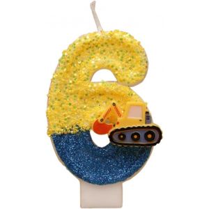 ERYI-1 Pièce Bougies Numérotées Pour 3E, Bougie D'Anniversaire Excavatrice Jaunebougies Numérotéesdécorations De Dessus De Gâteau, Bougie De Gâteau Pour Fête D'Anniversaire¿Numéro 3¿ (6) - Neuf